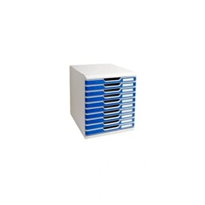 Image de EXACOMPTA Module de classement Modulo 10 tiroirs gris/bleu 28,8 x 32 35 cm