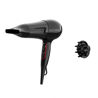 Image de Rowenta Karl Lagerfeld CV591L Powerline Sèche cheveux, 2100 W, booster d&#039;ions, moteur économe en énergie, bouton air froid, 6 réglages de vitesse/température, contrôle thermique, noir/rouge