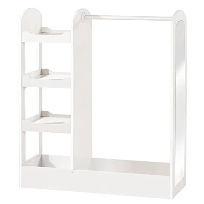 Image de roba Portemanteau Bébé avec Miroir et Compartiment à Chaussures Vestiaire Enfant Penderie Étagères Certifié EPH Laqué Blanc