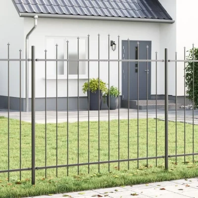 Image de Clôture de jardin vidaXL avec sommet en arc gris 1,7x1,5 m acier 42003905