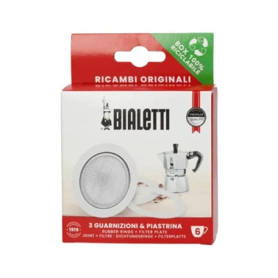 Image de Bialetti Ricambi, Includes 3 Gaskets and 1 Plate, Compatible with Moka Express, Fiammetta, Break, Happy, DAMA, Timer Rainbow (6 Cups) BIA640308