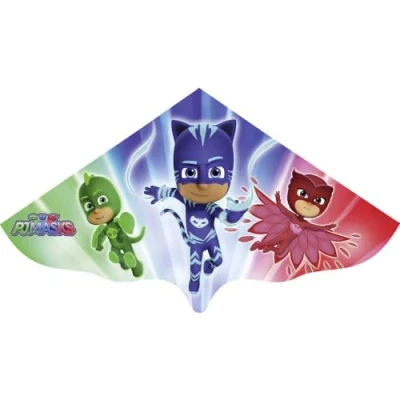Image de Paul Günther 1218 cerf volant pour enfants avec motif PJ Masks, à une corde en film PE robuste partir de 4 ans, taille env. 115 x 63 cm