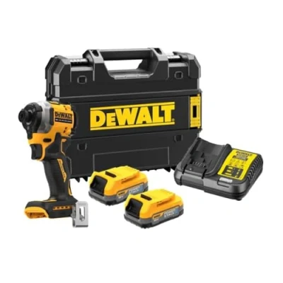 Image de DEWALT DCF850E2T QW Atornillador Impacto compacto sin escobillas XR 18V 1/4&quot; 205Nm con 2 baterías POWERSTACK y maletín TSTAK, Multicolore