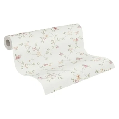 Image de A.S. Création Papier peint intissé Tapisserie florale en couleurs variées, vert et crème pour différentes pièces de 10,05 m x 0,53