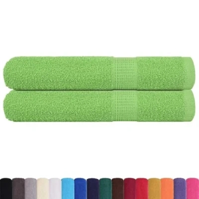 Image de vidaXL Serviettes de Sauna 2 pcs Vert Pomme 80x200 cm 100% Coton