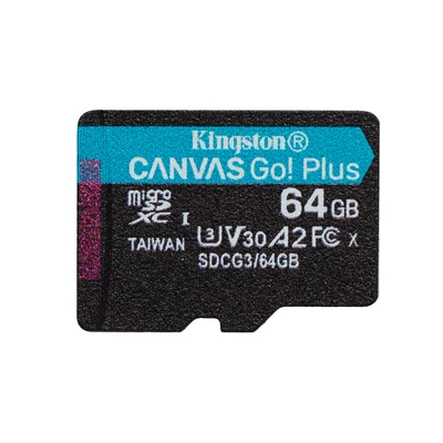 Image de Kingston Canvas Go! Plus microSD geheugenkaart Class 10, UHS I 64GB microSDXC 170R A2 U3 V30 enkel pakket zonder ADP