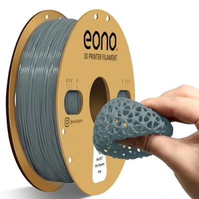 Image de EONO TPU 95A Filament 1.75mm, Flexible Imprimante 3D TPU, Précision Dimensionnelle +/ 0.03mm, 1KG Bobine (2.2 LBS) pour 3D, Gris
