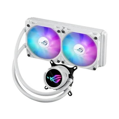 Image de ASUS ROG STRIX LC III 240 ARGB White Edition Refroidisseur de processeur liquide tout en un (bloc d&#039;eau rotatif à 360, pompe Gen7 v2 Asetek, ventilateurs avec +10 effets personnalisés)