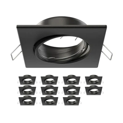 Image de ledscom.de 12 pièces cadre d&#039;encastrement au plafond RIR, carré, pivotant, noir mat