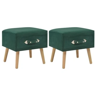 Image de vidaXL 2X Tables de Chevet Table Nuit Commode d’Appoint Bout Canapé Basse Chambre à Coucher Salon Salle Séjour Vert Velours