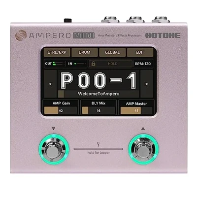 Image de Hotone Guitare basse Processeur Multi effets Écran tactile Modélisation Amp IR Cabinets Simulation Langue Stéréo OTG Interface audio USB Ampero Mini (Purple Taro)