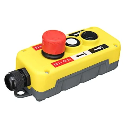 Image de Imperméable 2 Boutons Télécommande Arrêt d&#039;urgence Interrupteurs à Bouton Poussoir pour Hoist Grue Station de Contrôle Pendant