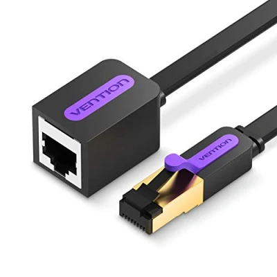Image de Vention 1M Rallonge RJ45 Cable Ethernet CAT 7 Réseau Câble Extension Mâle à Femelle 10Gbps 600MHz, Compatible avec PC, Panneau de Brassage, TV Box, Imprimante Réseau, Modem, Switch