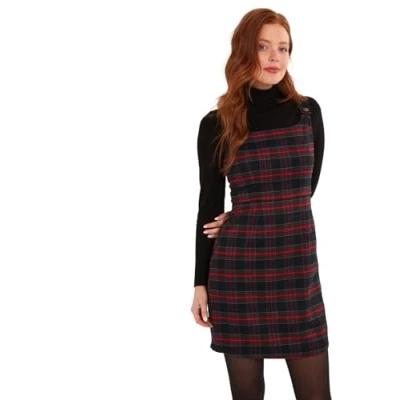 Image de Joe Browns Tartan Check Pinafore Mini Dress Robe décontractée, Rouge foncé, 44 Femme