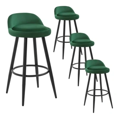 Image de WOLTU Tabouret de Bar Vert foncé Lot 4,Tabouret comptoir bistrot avec Dossier et Repose Pieds en Velours métal, BH296dgn 4
