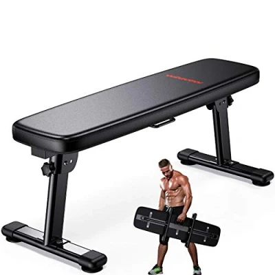 Image de WINNOW Banc de musculation d&#039;entraînement pliant avec poignée transport fitness multiusage à domicile plat