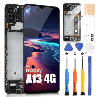 Image de Écran LCD pour Samsung Galaxy A13 4G SM A135F A135M A135F/DS Display Digitizer Touch Screen Assemblée avec Réparation Kit(6,6&quot;, Noir cadre)
