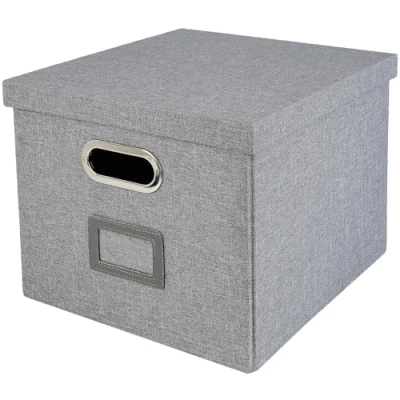 Image de HMF Boîte de rangement avec couvercle pour dossiers suspendus DIN A4 Convient Kallax 33 x 37,5 28 cm Noir
