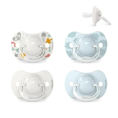 Image de Suavinex, Lot 4 Sucettes pour Bébé 0/6 Mois, Nouveau nés, Tétine Symétrique SX Pro en Silicone, plus Plate et Flexible, Réversible, Respecte le Développement Buccodentaire, Vert Bleu