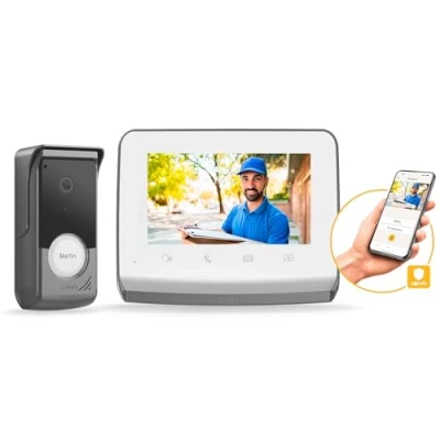 Image de Somfy 1871229 Visiophone V350 Connect Interphone connecté Ecran 7 pouces Vision nocturne Gestion des visites à distance via l’app Protect Contrôle jusqu’à 5 équipements motorisés RTS