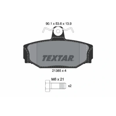 Image de TEXTAR 2138501 Jeu de plaquettes frein non préparé pour indicateur d&#039;usure avec vis d&#039;étrier VOLVO: XC70 I Cross Country, V70 I, 850 Break