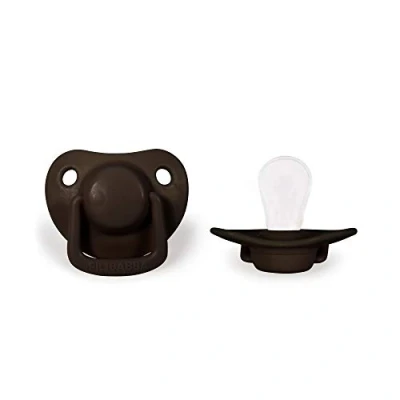 Image de Filibabba® Lot de 2 tétines pour bébé en silicone dans belles couleurs mates adaptées à la mâchoire Design danois pièces avec boîte (chocolat, 0 6 mois)