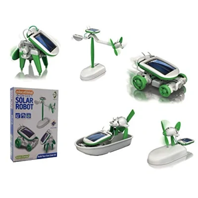 Image de 6 en 1 Kit Solaire Pour L&#039;éducation Construire Robot Jouet Voiture Avion Puppy Airboat Windmill
