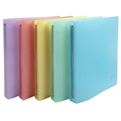 Image de Exacompta Réf. 51970E Lot de 5 classeurs semi rigides PP Chromaline 4 anneaux ronds diamètre 30 mm Dos 40 Dimensions extérieures : 32x25 cm Format à classer A4 couleurs assorties