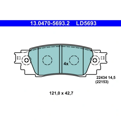 Image de ATE 13.0470 5693.2 Jeu de plaquettes frein non préparé pour indicateur d&#039;usure, sans contact du palpeur d&#039;usure intégré TOYOTA: C HR, RAV4 V