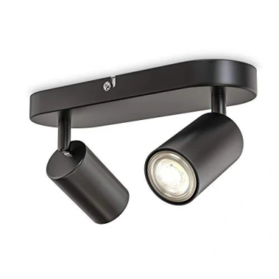 Image de B.K.Licht I spot plafond 2 spots pivotants &amp; orientables GU10 noir mat livré sans ampoules