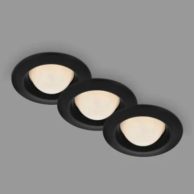Image de Briloner Leuchten Spots encastrables LED avec module sphérique, lot de 3 lampes encastrées, watts chacune, lumière blanc chaud, protection contre les éclaboussures, noir, 95x36 mm (PxH)