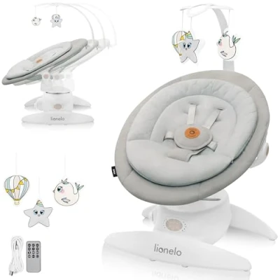 Image de Balancelle bébé 360 LIONELO Mell 12 mélodies 6 modes Télécommande Bluetooth