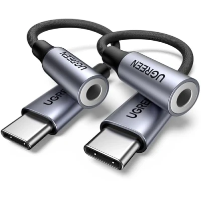 Image de UGREEN Adaptateur USB C Jack 3.5mm TRRS Compatible avec iPhone 16 Pro Max Plus 15 Galaxy S24 S23 S22 Pixel 9 8 7 MacBook Air M3 M2 iPad Câble Casque Micro DAC 4 Pôles (Gris 2pcs)