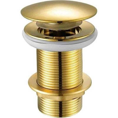 Image de Xcel Home™ Bouchon d&#039;évier Non Fendu en Laiton Massif, Forme Ronde de dôme Champignon, Click Clack, Finition dorée, pour Salle Bain et Cuisine, raccord Standard UK