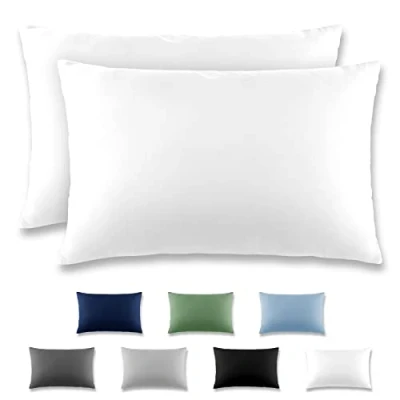 Image de REDKEY Taie Oreiller 50x70 Blanc Lot de 2 Taies d&#039;Oreillers 50 x 70 Carré en Microfibre Brossée, Housse Coussin avec sa Fermeture à Rabat (sans Éclair)