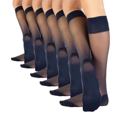 Image de CALZITALY 6 Paires Mi Bas de Soutien au Genou avec Semelle en Microfibre Noir, Naturel, Bleu 20 DEN Made in Italy (Taille Unique, Bleu)