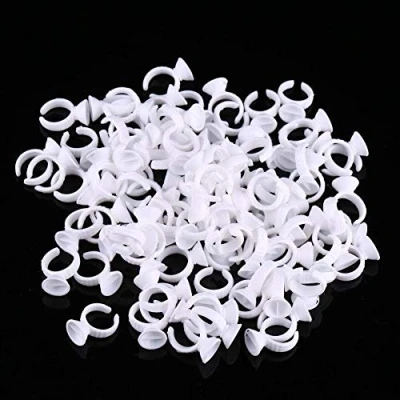 Image de 100 Pack Tatouage D&#039;encre Anneaux Jetables Microblading Pigment Colle Titulaire Tasse Semi Permanent Maquillage Cils Sourcils Caps Petit (S Ohne Divider)