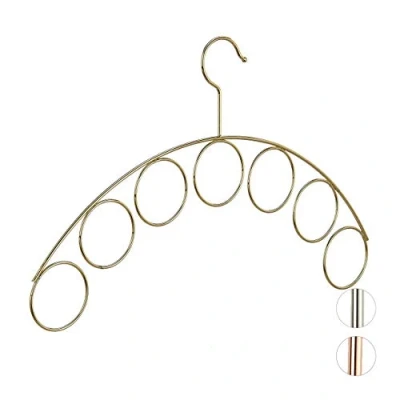 Image de Relaxdays 10026603_259 Cintre écharpes, Porte foulards rangement Ceintures, Support cravates design métal 3 mm, doré, fer, Taille Unique