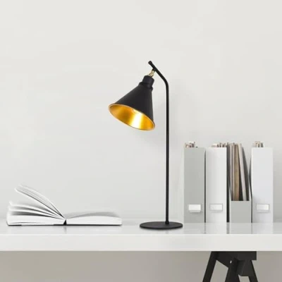 Image de Lampe de table Krasiva cône Métal Noir et Or Menzzo