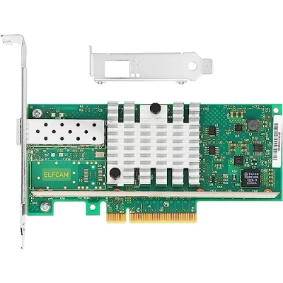 Image de Elfcam® Carte Ethernet 10Gb SFP+ Compatible avec Freebox Ultra, Intel X520 DA1 82599EN Chip, 10Go PCI Express x8 LAN Adapter, NIC pour Windows Server, Win7/8/10/11, Linux, 1x Port 10G