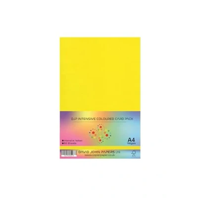 Image de DJP Lot de 50 feuilles cartonnées colorées A4 160 g/m² Jaune intense