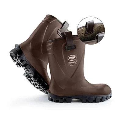 Image de Bottes de sécurité fourrée pour Hommes, Le Chantier et l&#039;agriculture, très légères, isolantes, Souples, avec Semelle antidérapante, résistante à Graisse détergent, Brun, EU 43