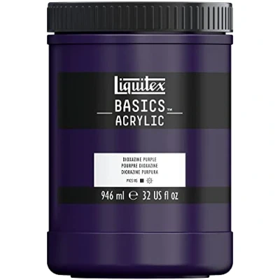 Image de Liquitex 8870365 Basics peinture acrylique, artistique monopigmentée, résistante à la lumière, qualité archive, finition satinée, pot de 946 ml Pourpre