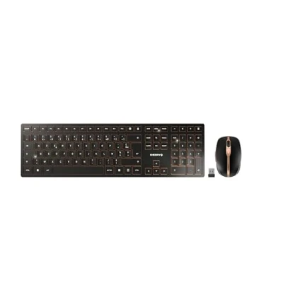 Image de CHERRY DW 9100 SLIM, ensemble clavier et souris sans fil, layout français (AZERTY), connexion Bluetooth radio, touches silencieuses, rechargeable, noir bronze