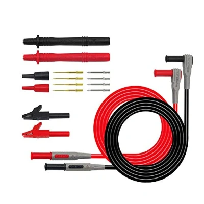Image de DollaTek Kit de Cordons Test multimètre numérique électronique Clips Crocodile Ensemble Pointes sonde remplaçables