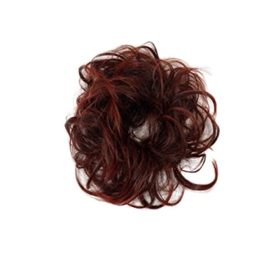 Image de Postiche : chouchou élastique pour queue de cheval ou chignon en fibres synthétiques, mix rouge YZF 3054HT T4/350