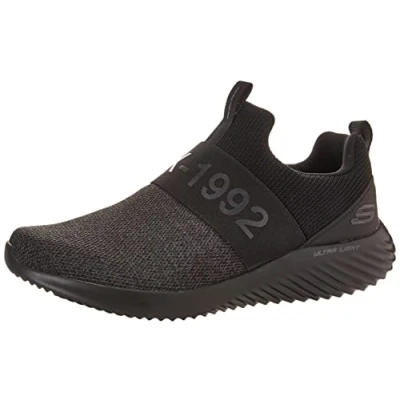 Image de Skechers Homme 232281 BBK Baskets, Maille Noire en polyuréthane avec Bordure Noire, 40 EU