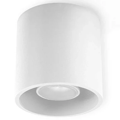 Image de Sollux Lighting Orbis Plafonnier Spot Design Moderne avec Abat jour Cylindrique Fabriqué en Aluminium 1 x Ampoule GU10 Remplaçable Blanc, 10 cm