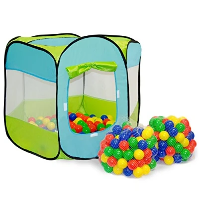 Image de LittleTom Tente de Jeu Pop up 100x100x72cm INCL 200 Boules en Plastique Bleu