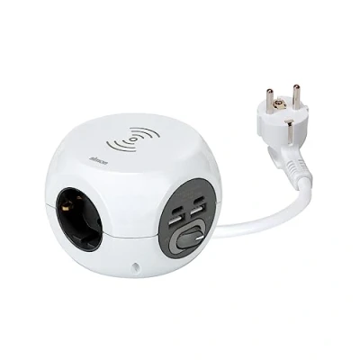 Image de SIMON COMBIBALL multiprise multiprise, avec USB, 8 Prises de Charge, Voleur Interrupteur, Charge sans Fil Smartphones, Couleur Blanche
